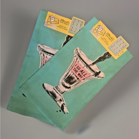 Set of 2  BlueQ Dish Towels I Go All The Way - Picture 1 of 2